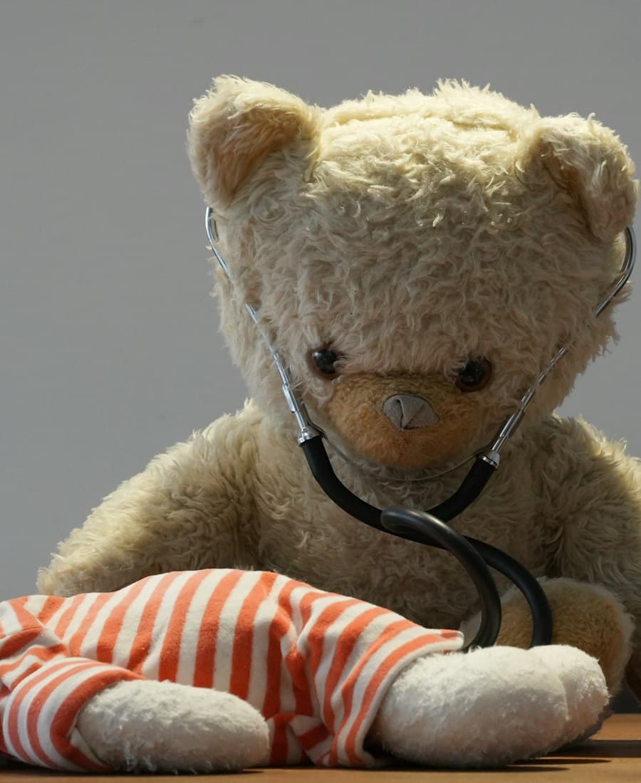 Urso de pelúcia com estetoscópio